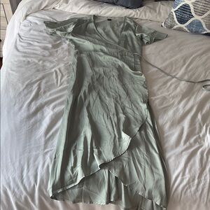 Elegant Sage Green Wrap Dress